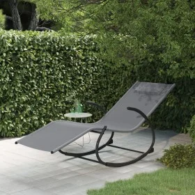 Tumbona mecedora de acero y textilene gris de vidaXL, Tumbonas - Ref: Foro24-318113, Precio: 86,65 €, Descuento: %