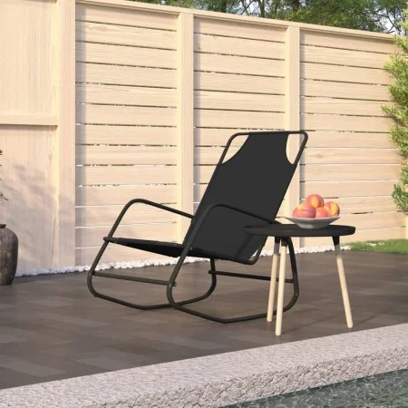 Tumbona mecedora de acero y textilene negro de vidaXL, Tumbonas - Ref: Foro24-318124, Precio: 50,59 €, Descuento: %