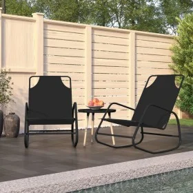 Tumbona mecedora 2 unidades de acero y textilene negro de vidaXL, Tumbonas - Ref: Foro24-318140, Precio: 82,46 €, Descuento: %