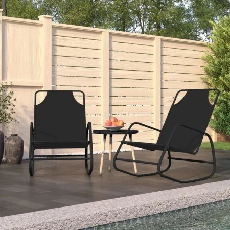 Rocking lounger 2 units in steel and black textilene by vidaXL, Loungers - Ref: Foro24-318140, Price: 82,46 €, Discount: %