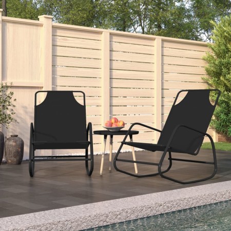 Tumbona mecedora 2 unidades de acero y textilene negro de vidaXL, Tumbonas - Ref: Foro24-318140, Precio: 87,65 €, Descuento: %