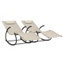 Tumbona mecedora 2 unidades de acero y textilene crema de vidaXL, Tumbonas - Ref: Foro24-318130, Precio: 159,94 €, Descuento: %