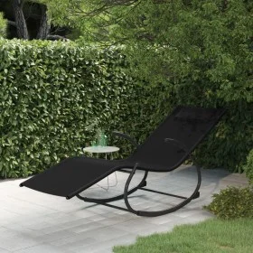 Tumbona mecedora de acero y textilene negro de vidaXL, Tumbonas - Ref: Foro24-318112, Precio: 86,45 €, Descuento: %