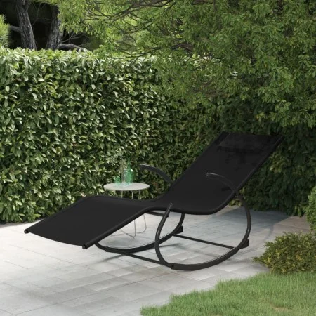 Steel and black textilene rocking lounger by vidaXL, Loungers - Ref: Foro24-318112, Price: 86,45 €, Discount: %