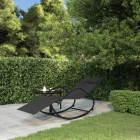 Tumbona mecedora de acero y textilene negro de vidaXL, Tumbonas - Ref: Foro24-318116, Precio: 95,67 €, Descuento: %