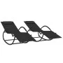 Tumbonas mecedoras 2 uds acero negro y textilene de vidaXL, Tumbonas - Ref: Foro24-318132, Precio: 176,77 €, Descuento: %