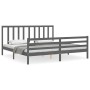 Estructura de cama con cabecero madera maciza gris 200x200 cm de vidaXL, Camas y somieres - Ref: Foro24-3193813, Precio: 172,...