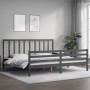Estructura de cama con cabecero madera maciza gris 200x200 cm de vidaXL, Camas y somieres - Ref: Foro24-3193813, Precio: 172,...