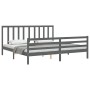 Estructura de cama con cabecero madera maciza gris 200x200 cm de vidaXL, Camas y somieres - Ref: Foro24-3193813, Precio: 172,...