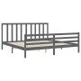 Estructura de cama con cabecero madera maciza gris 200x200 cm de vidaXL, Camas y somieres - Ref: Foro24-3193813, Precio: 172,...