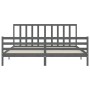 Estructura de cama con cabecero madera maciza gris 200x200 cm de vidaXL, Camas y somieres - Ref: Foro24-3193813, Precio: 172,...