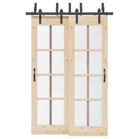 Kit de herrajes para puertas correderas acero negro 152,5 cm en Materiales de construcción | Comprar online en Foru.es
