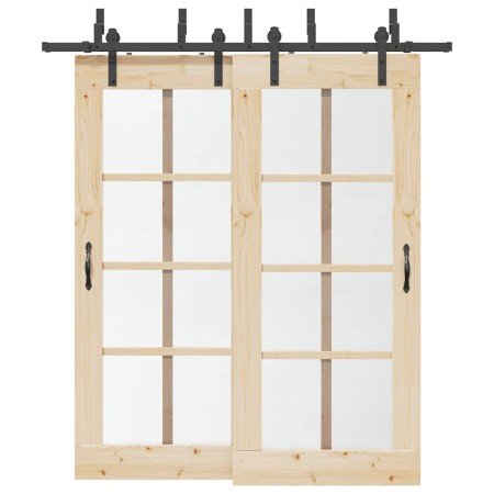 Kit de herrajes para puertas correderas acero negro 200 cm en Materiales de construcción | Comprar online en Foru.es