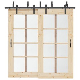 Kit de herrajes para puertas correderas acero negro 213,5 cm en Materiales de construcción | Comprar online en Foru.es
