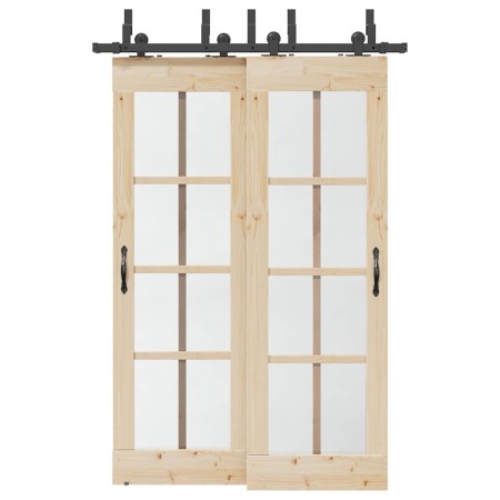 Kit de herrajes para puertas correderas acero negro 152,5 cm en Materiales de construcción | Comprar online en Foru.es