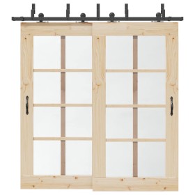 Kit de herrajes para puertas correderas acero negro 213,5 cm en Materiales de construcción | Comprar online en Foru.es
