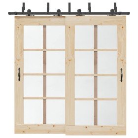 Kit de herrajes para puertas correderas acero negro 213,5 cm en Materiales de construcción | Comprar online en Foru.es