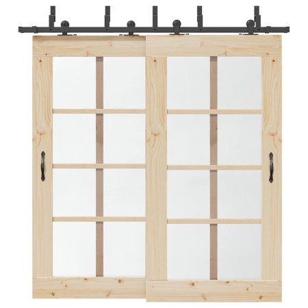 Kit de herrajes para puertas correderas acero negro 213,5 cm en Materiales de construcción | Comprar online en Foru.es