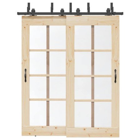 Kit de herrajes para puertas correderas acero negro 183 cm en Materiales de construcción | Comprar online en Foru.es