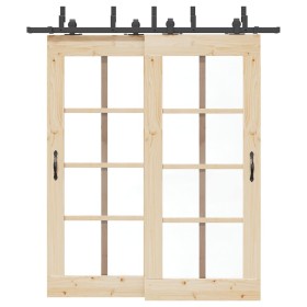 Kit de herrajes para puertas correderas acero negro 200 cm en Materiales de construcción | Comprar online en Foru.es