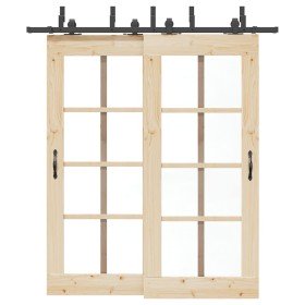 Kit de herrajes para puertas correderas acero negro 200 cm en Materiales de construcción | Comprar online en Foru.es