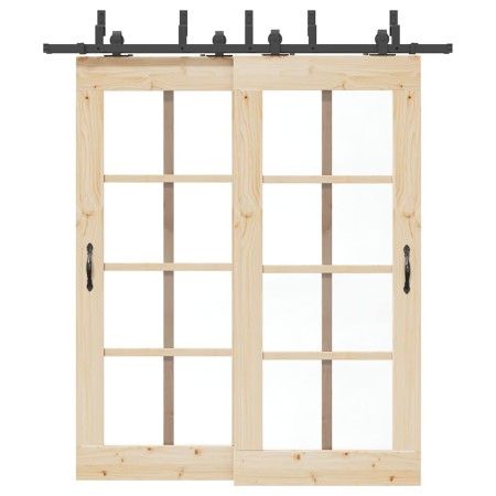 Kit de herrajes para puertas correderas acero negro 200 cm en Materiales de construcción | Comprar online en Foru.es