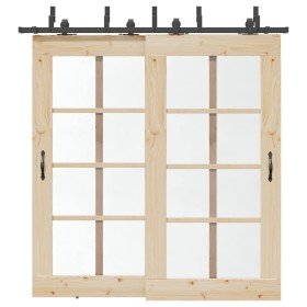 Kit de herrajes para puertas correderas acero negro 213,5 cm en Materiales de construcción | Comprar online en Foru.es