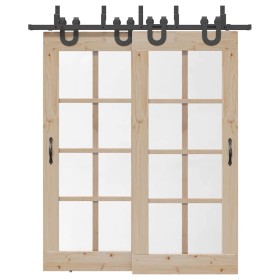 Kit de herrajes para puertas correderas acero negro 200 cm en Materiales de construcción | Comprar online en Foru.es