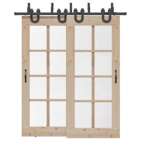 Kit de herrajes para puertas correderas acero negro 200 cm en Materiales de construcción | Comprar online en Foru.es