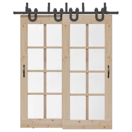 Kit de herrajes para puertas correderas acero negro 200 cm en Materiales de construcción | Comprar online en Foru.es