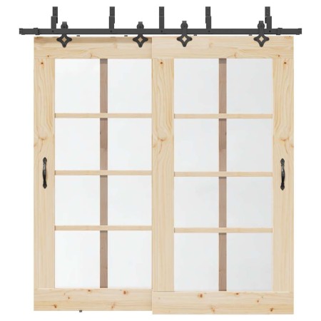 Kit de herrajes para puertas correderas acero negro 213,5 cm en Materiales de construcción | Comprar online en Foru.es