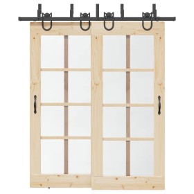 Kit de herrajes para puertas correderas acero negro 200 cm en Materiales de construcción | Comprar online en Foru.es