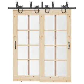 Kit de herrajes para puertas correderas acero negro 200 cm en Materiales de construcción | Comprar online en Foru.es