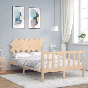 Estructura de cama con cabecero madera maciza 120x200 cm de vidaXL, Camas y somieres - Ref: Foro24-3193461, Precio: 116,12 €,...