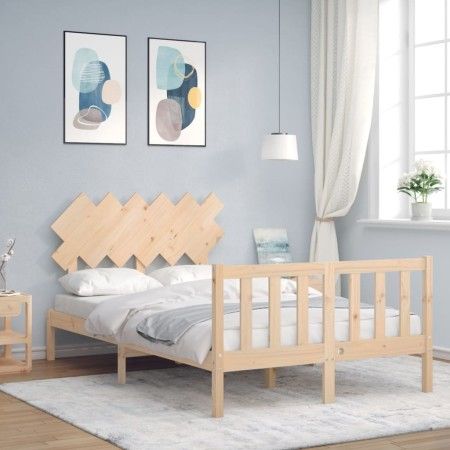 Estructura de cama con cabecero madera maciza 120x200 cm de vidaXL, Camas y somieres - Ref: Foro24-3193461, Precio: 116,12 €,...