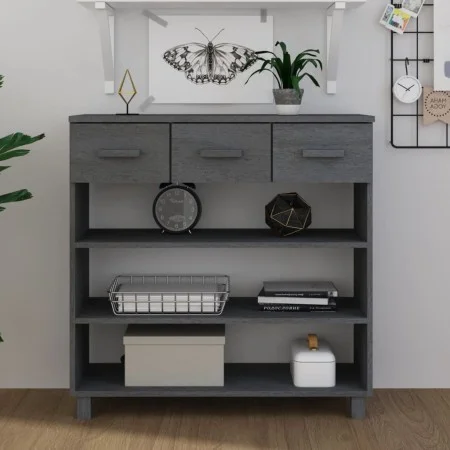 Mesa consola madera maciza de pino gris oscuro 90x35x90 cm de vidaXL, Mesas auxiliares - Ref: Foro24-340466, Precio: 101,71 €...