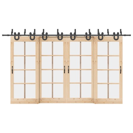 Kit de herrajes para puertas correderas acero negro 400 cm en Materiales de construcción | Comprar online en Foru.es