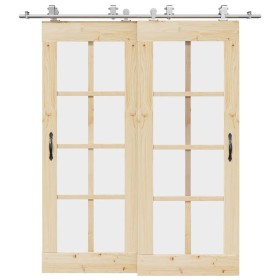 Kit de herrajes para puerta corredera 200 cm acero plateado en Materiales de construcción | Comprar online en Foru.es