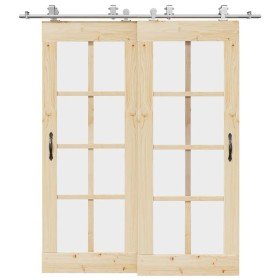 Kit de herrajes para puerta corredera 200 cm acero plateado en Materiales de construcción | Comprar online en Foru.es