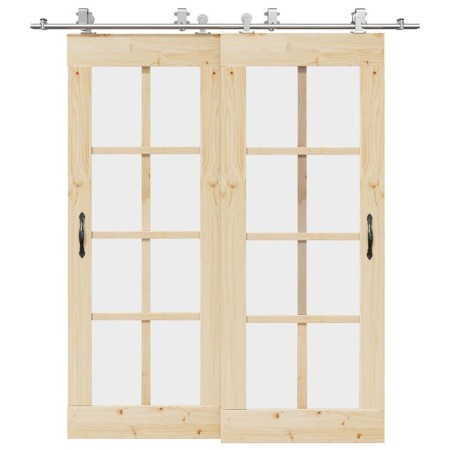 Kit de herrajes para puerta corredera 200 cm acero plateado en Materiales de construcción | Comprar online en Foru.es