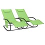 Tumbona mecedora 2 unidades de acero y textilene verde de vidaXL, Tumbonas - Ref: Foro24-318139, Precio: 145,32 €, Descuento: %