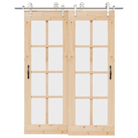 Kit de herrajes para puerta corredera 183 cm acero plateado en Materiales de construcción | Comprar online en Foru.es