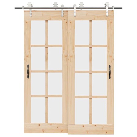 Kit de herrajes para puerta corredera 183 cm acero plateado en Materiales de construcción | Comprar online en Foru.es