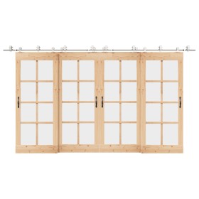 Kit de herrajes para puerta corredera 200 cm acero plateado en Materiales de construcción | Comprar online en Foru.es
