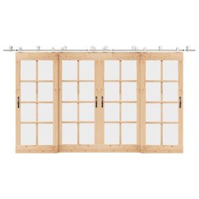 Kit de herrajes para puerta corredera 200 cm acero plateado en Materiales de construcción | Comprar online en Foru.es