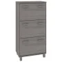 Zapatero HAMAR madera maciza pino gris claro 59,5x35x117 cm de vidaXL, Zapateros y organizadores de calzado - Ref: Foro24-340...