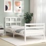 Estructura de cama con cabecero madera maciza blanco 90x200 cm de vidaXL, Camas y somieres - Ref: Foro24-3194817, Precio: 97,...