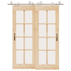 Kit de herrajes para puerta corredera 183 cm acero plateado en Materiales de construcción | Comprar online en Foru.es