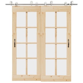 Kit de herrajes para puerta corredera 200 cm acero plateado en Materiales de construcción | Comprar online en Foru.es