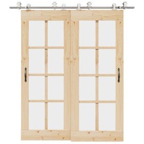 Kit de herrajes para puerta corredera 200 cm acero plateado en Materiales de construcción | Comprar online en Foru.es